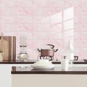 Autocollant carrelage marbre rose impermeable cuisine credence papier peint deco neuf