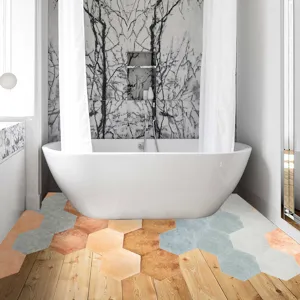 Adhesivos De Azulejos De Suelo Hexagonales 3D Impermeables Antideslizantes Para Baño