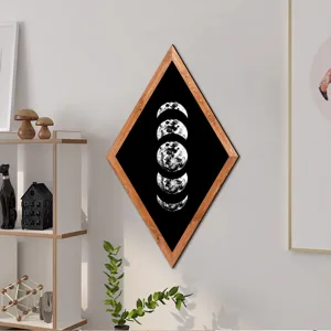 Diamond wooden framed wall art moon phases hanging decor for living room bedroom home decoration