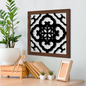 Wooden hollow wall art decor with wood grain frame for living room bedroom home interior design