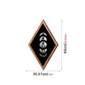 Wooden framed moon phase diamond wall art detail showing dimensions 35.57x60cm for home decor.