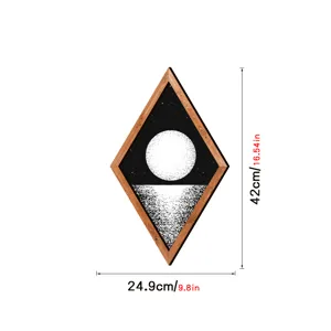 Diamond wooden framed wall art detail showing dimensions 24.9x42cm geometric pattern