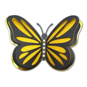 3D hollow butterfly wall sticker, black and gold glitter paper, elegant party decor.