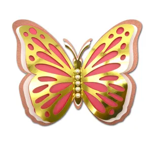 3D hollow butterfly wall sticker, large pearl paper decor for weddings and parties.