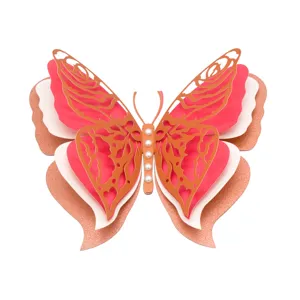 3D hollow butterfly wall sticker, large pearlescent paper decor for wedding home party