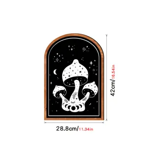 Nordic wooden frame wall art with celestial mushroom and star pattern for home decor.
