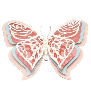 3D Pearl Paper Hollow Butterfly Wall Sticker DIY Wedding Party Home Decor Pink Blue Large
