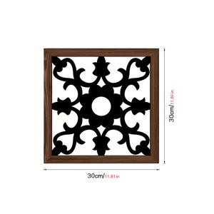 Wooden hollow UV printed wall decor with wood grain frame, exquisite geometric art piece for home.