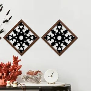 Wooden hollow wall decor diamond shape wall art sticker for living room bedroom home interior