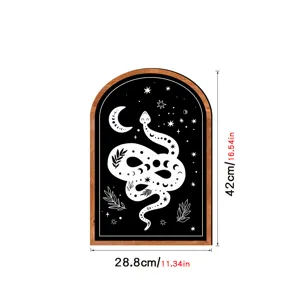 Arch wooden frame wall art Nordic mystical snake celestial decor painting for living room