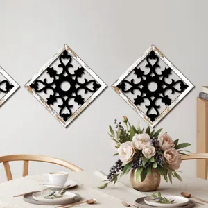 Wooden hollow wall decor diamond shape wood grain art mural for living room bedroom home