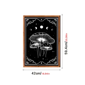 Nordic black and white mushroom framed wall art, vintage moon and stars poster 42x59.4cm