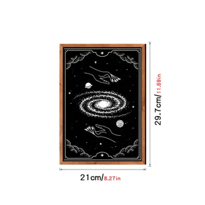 Wooden framed wall art print featuring cosmic galaxy and mystical hands design detail.