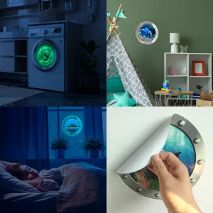 Luminous porthole wall sticker glow in the dark marine animal decal for kids room home decor