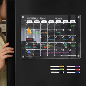 Transparante acryl maandelijkse kalender magnetisch droog uitwisbaar bord voor koelkast plan.
