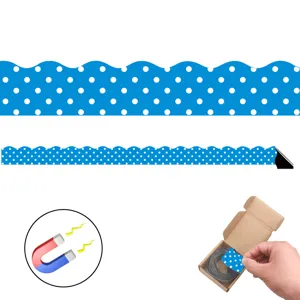 Bordo magnetico per bacheca, decorazione per classe con pois blu e bianchi stile