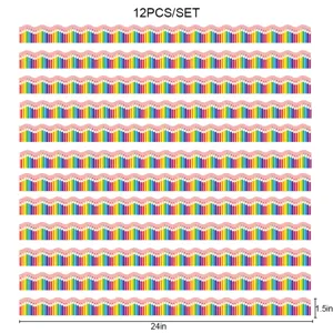 Bordi per bacheca magnetica set 12pz, striscia decorativa per aula a matita colorata.