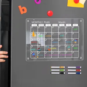 Transparante acryl maandelijkse kalender magnetisch uitwisbaar bord voor koelkast