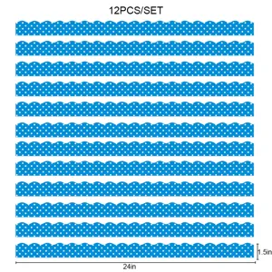 12pz bordi per bacheca magnetici pois blu smerlati decorazione per classe 24 pollici