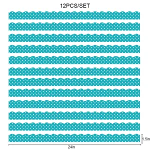 Bordo magnetico per lavagna, decorazione bacheca a pois verde t., 12 pz 60x3.8 cm