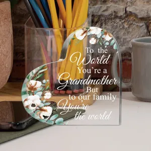 Transparant Acryl Hart Ornament Bureau Decoratie Oma Cadeau Standhouder Thuis
