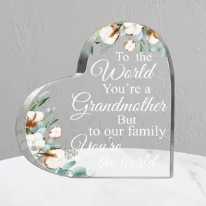 Acryl hart plaquette in detail met mooie oma quote, perfecte decoratie voor op kantoor.