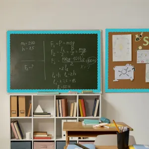Bordo per bacheca turchese a pois smerlato per decorazione lavagna scolastica.
