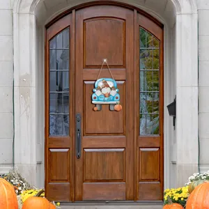 Wooden Fall Door Sign Autumn Gnome Truck Hanging Plaque Porch Decor for Thanksgiving Day