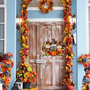 Thanksgiving gnome wooden door sign autumn harvest festival porch hanging decor for home