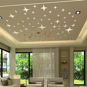 Acrylic Mirror Wall Stickers Star DIY Self-Adhesive Wall Decals Waterproof Reflective Art Murals For Living Room Bedroom Home Decor