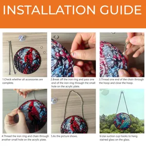 Acrylic cardinal stained glass window hanging decoration with chain and suction cup hooks.