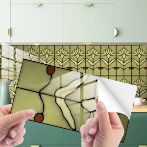 Adesivo per piastrelle verde retrò da staccare e incollare per decorazione parete cucina