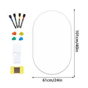 Ovale magnetische Whiteboard-Aufkleber mit Stiften und Magneten für Wanddekoration.