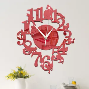 Creatieve DIY kat acryl spiegel wandklok voor woonkamer kantoor en stille huisdecoratie.