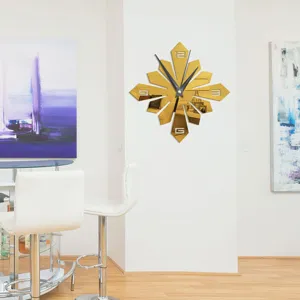 Modern acrylic mirror wall clock decorative DIY gold wall clock for living room home decor
