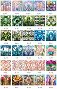 Decorative stained glass window film static cling PVC home window sticker colorful patterns