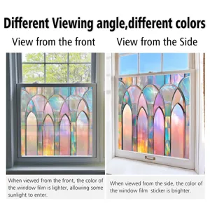 Colorful PVC static window film gothic church window sticker for home decoration