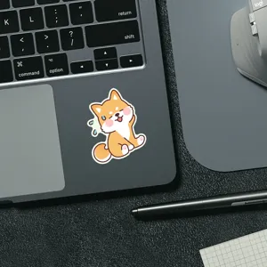 Mignon autocollant Shiba Inu pour ordinateur portable, sticker vinyle étanche pour carnet.