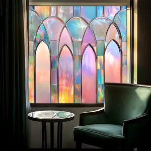 Decorative stained glass window film static cling privacy home room decor sticker