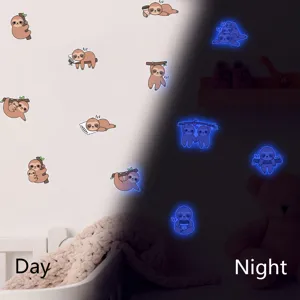 Autocollants muraux paresseux phosphorescents, decalcomANIES animaux mignons chambre bebe.