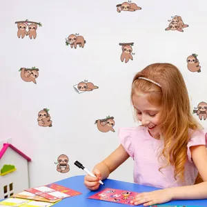 Mignons autocollants muraux paresseux de dessin animé lumineux amovibles pour chambre