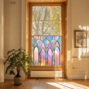 Colorful PVC static window film gothic stained glass decorative sticker for home glass window.