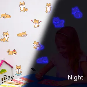 Adhésifs muraux mignons chiots lumineux pour chambre d'enfants, autocollants de chien.