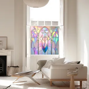 Colorful PVC static window film stained glass privacy sticker for home decor window