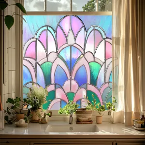 Decorative stained glass window film privacy static cling sticker for home decor