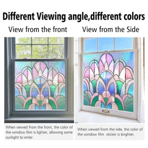 Colorful PVC stained glass window film, static cling decorative window sticker for home.