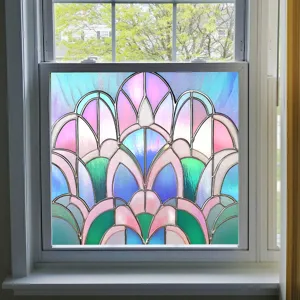 Stained glass window film decorative privacy window sticker colorful static cling film detail.