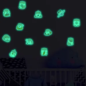 Stickers muraux mignons hamster phosphorescents pour chambre d'enfant animaux lumineux.