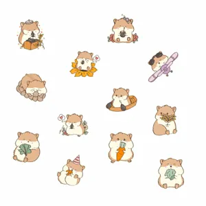 Autocollants muraux hamster mignon phosphorescents tableau des tailles avec dimensions.