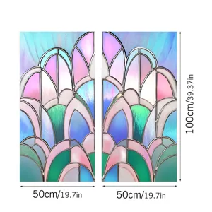 Decorative stained glass window film, static cling PVC privacy door sticker, 50x100cm